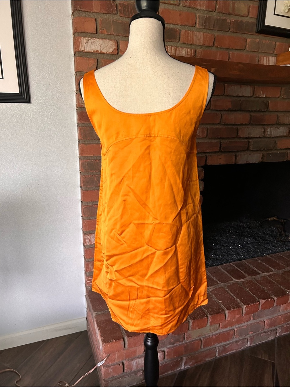 FRAME Micro Flare Mini Dress in Nectarine Sz S - Picture 8 of 10